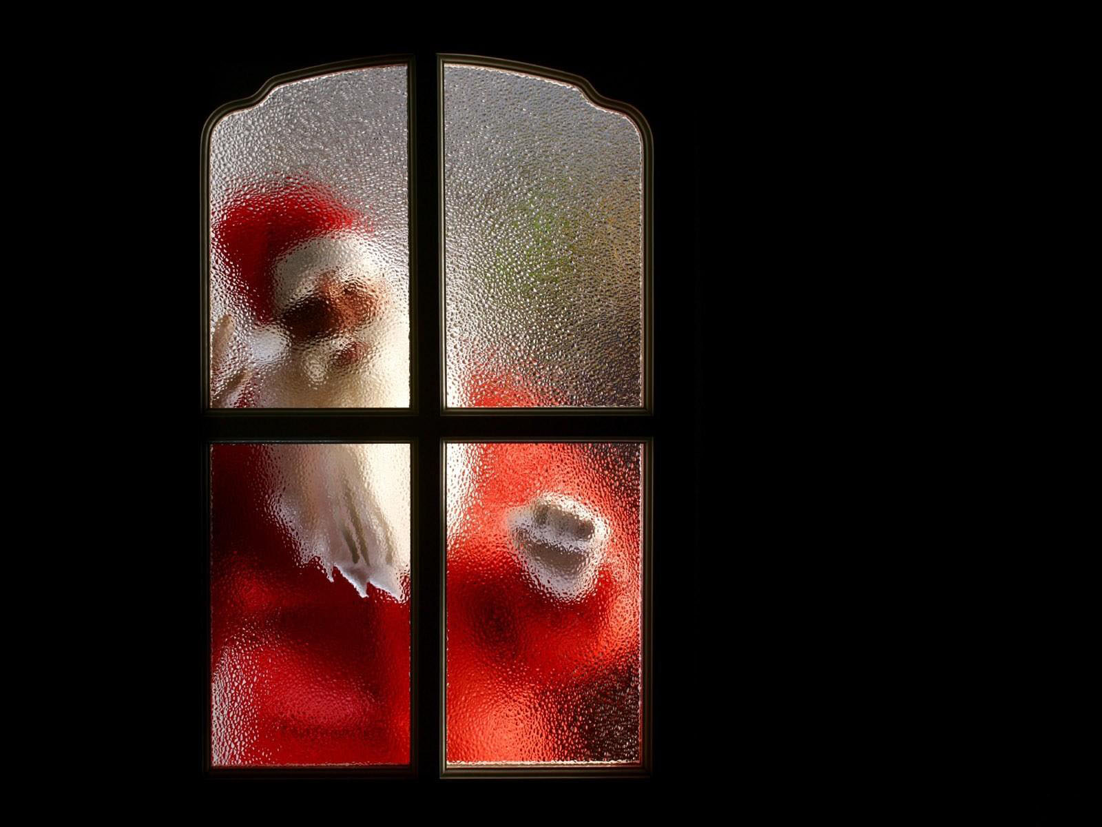 3d обои Дед мороз за дверью  новый год # 65666