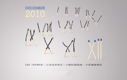 3d обои Календарь-31 декабря 2010-последние часы уходящего года в виде сгоревших спичек  новый год