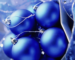 3d обои Синие ёлочные шарики  новый год