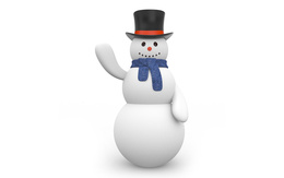 3d обои Снеговик в шляпе  новый год