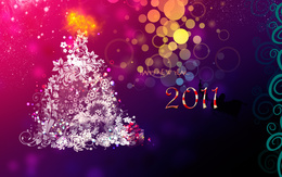 3d обои Happy new  year 2011, ёлочка из цветов  абстракция