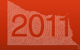 3d обои На красном фоне надпись 2011 обведена цифрами 2010  новый год