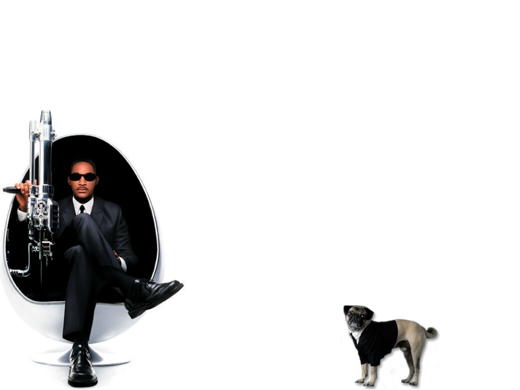3d обои Агент Джей с инопланетянином (Люди в чёрном) Уил смит и мопс  собаки # 81379