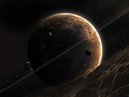 3d обои Вид на Юпитер с одного из его спутников  космос