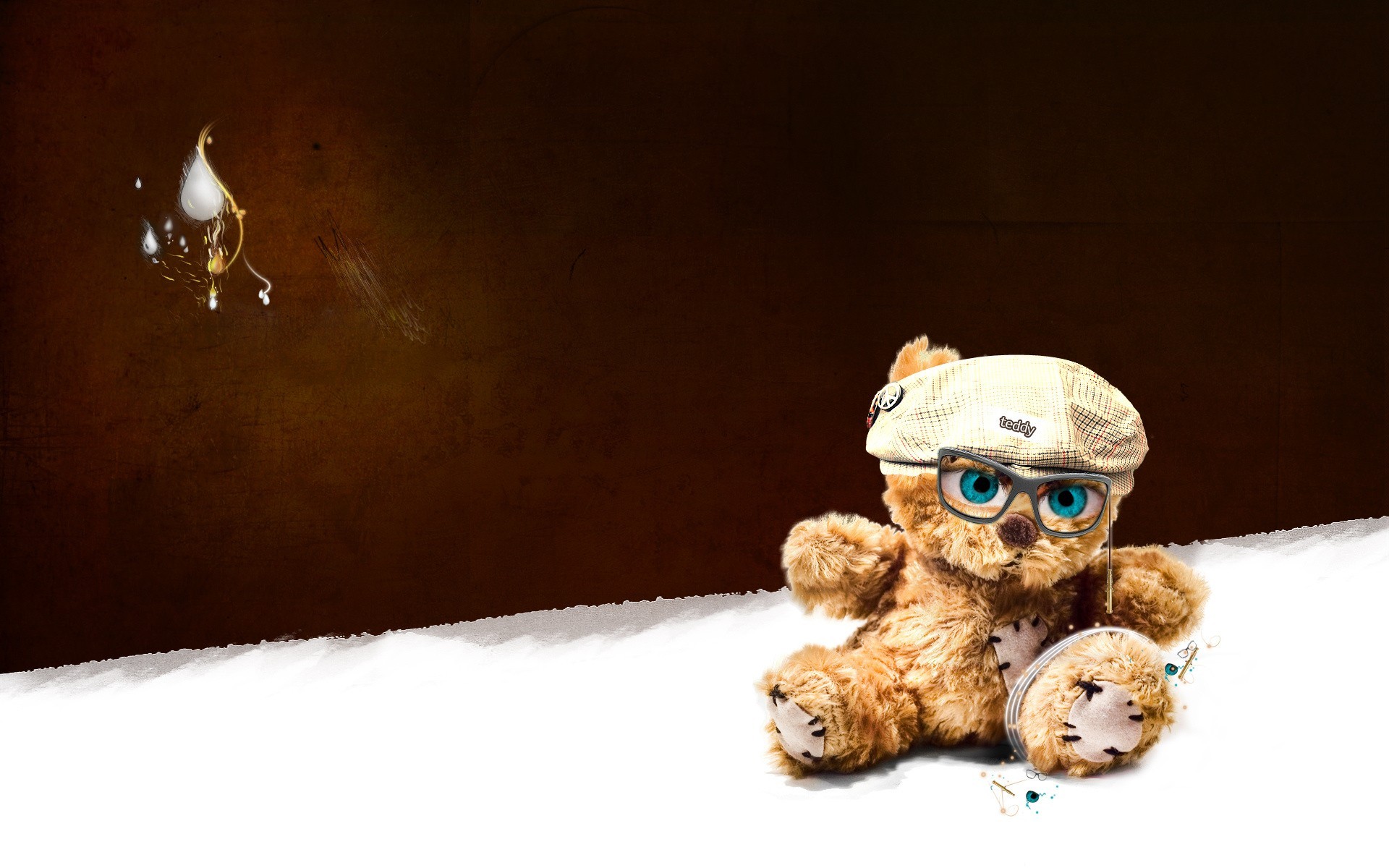 3d обои Мишка тедди в очках с человеческими глазами (teddy)  игрушки # 41463