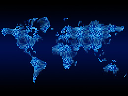 3d обои Карта мира синими кружками  2048х1536