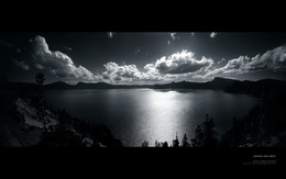3d обои Crater lake west (Gallery of art Gallery.artofgragmartin.com)  черно-белые