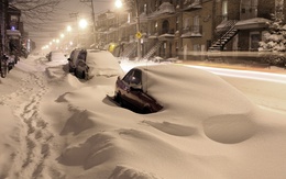 3d обои Город занесен снегом  ночь