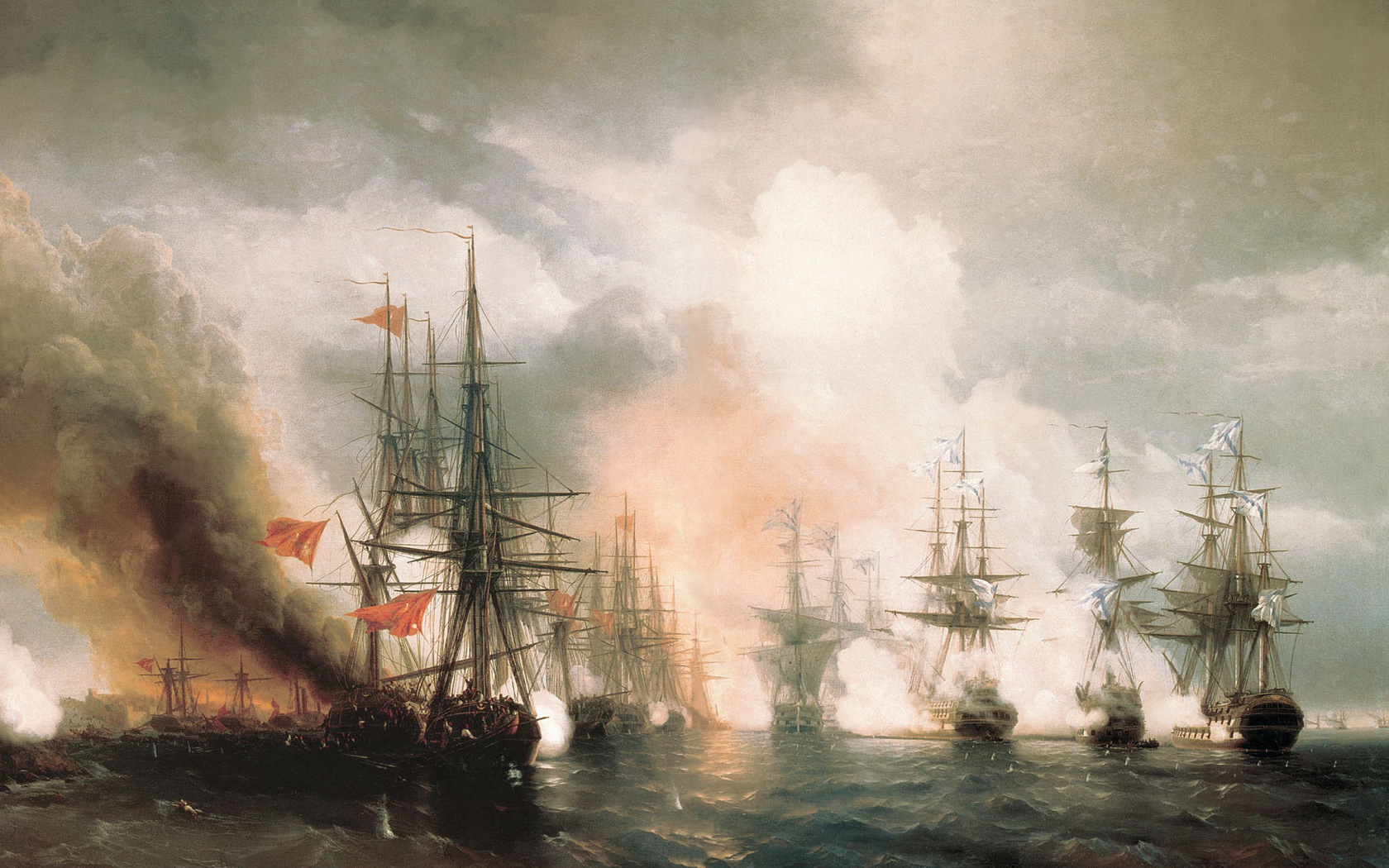 3d обои Черноморский царский флот середины 19-го века  дым # 36173