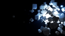 3d обои Белые кубики разлетаются от света  абстракция