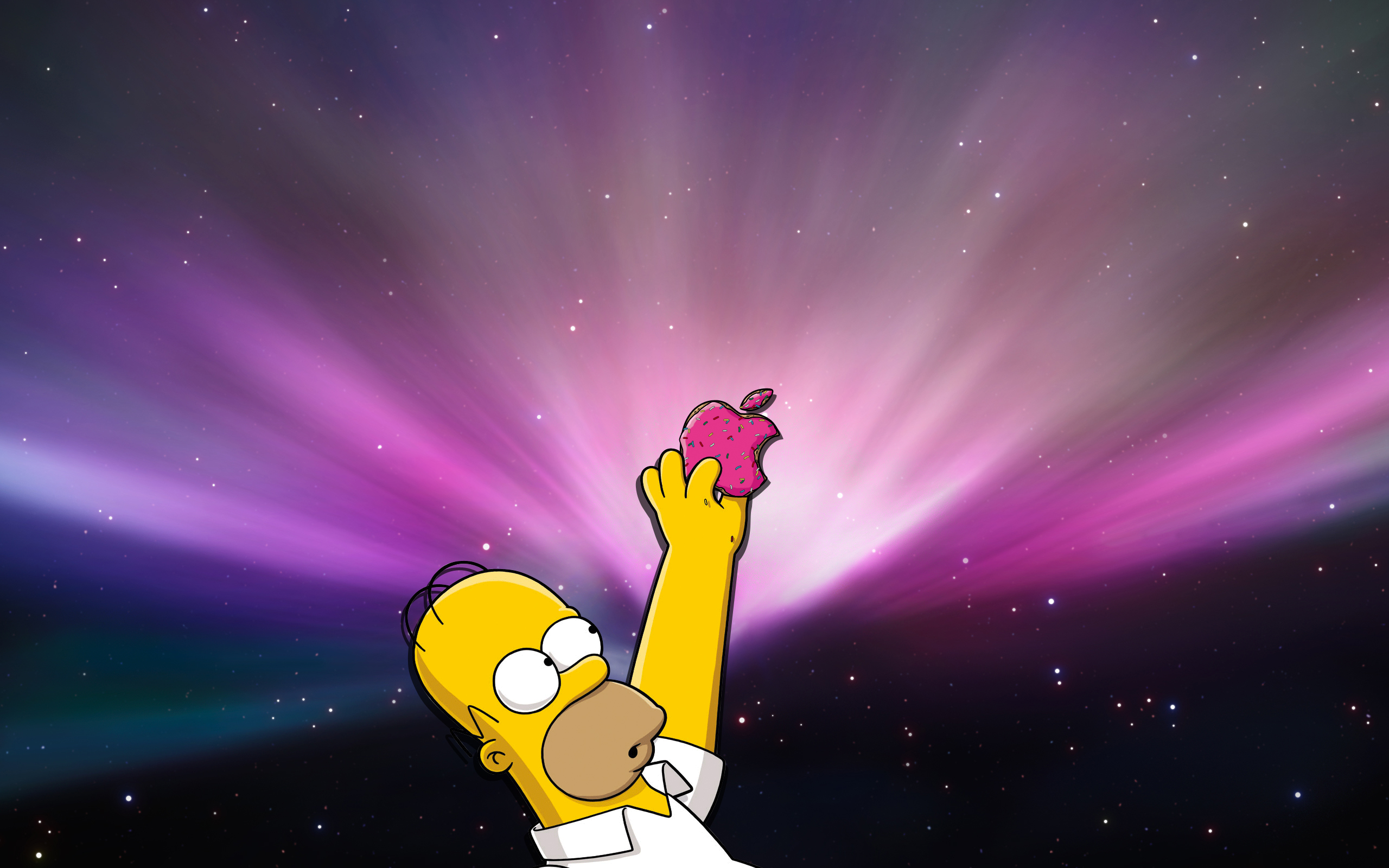3d обои Гомер Симпсон поднимает высоко логотип Apple  бренд # 21146