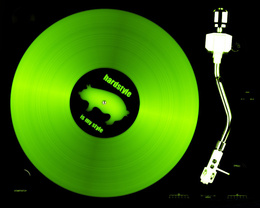 3d обои Зеленая пластинка со свиньей на вертушке (Hardstyle is my style)  техника