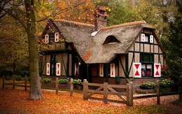3d обои Немецкий домик  осень
