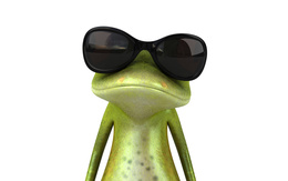 3d обои Крутой лягушонок в черных очках, представляющий себя Джеймс Бондом  лягушки