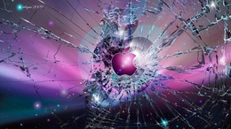 3d обои Apple разбила окно (© alegs 2009)  ретушь