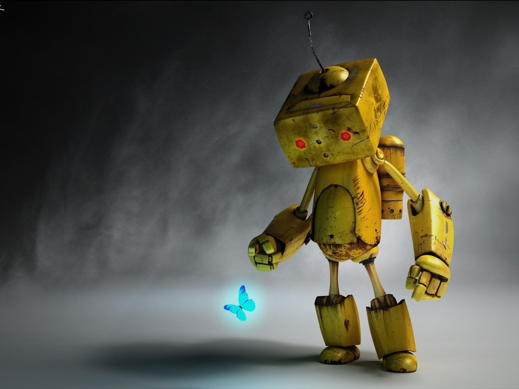 3d обои Валли и бабочка из одноимённого мульта  роботы # 79083
