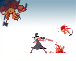 3d обои Helloween, зловещие тыквы нападают на ведьмочку  кровь