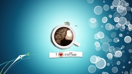 3d обои Чашка с крепким кофе (I love coffee)  сердечки