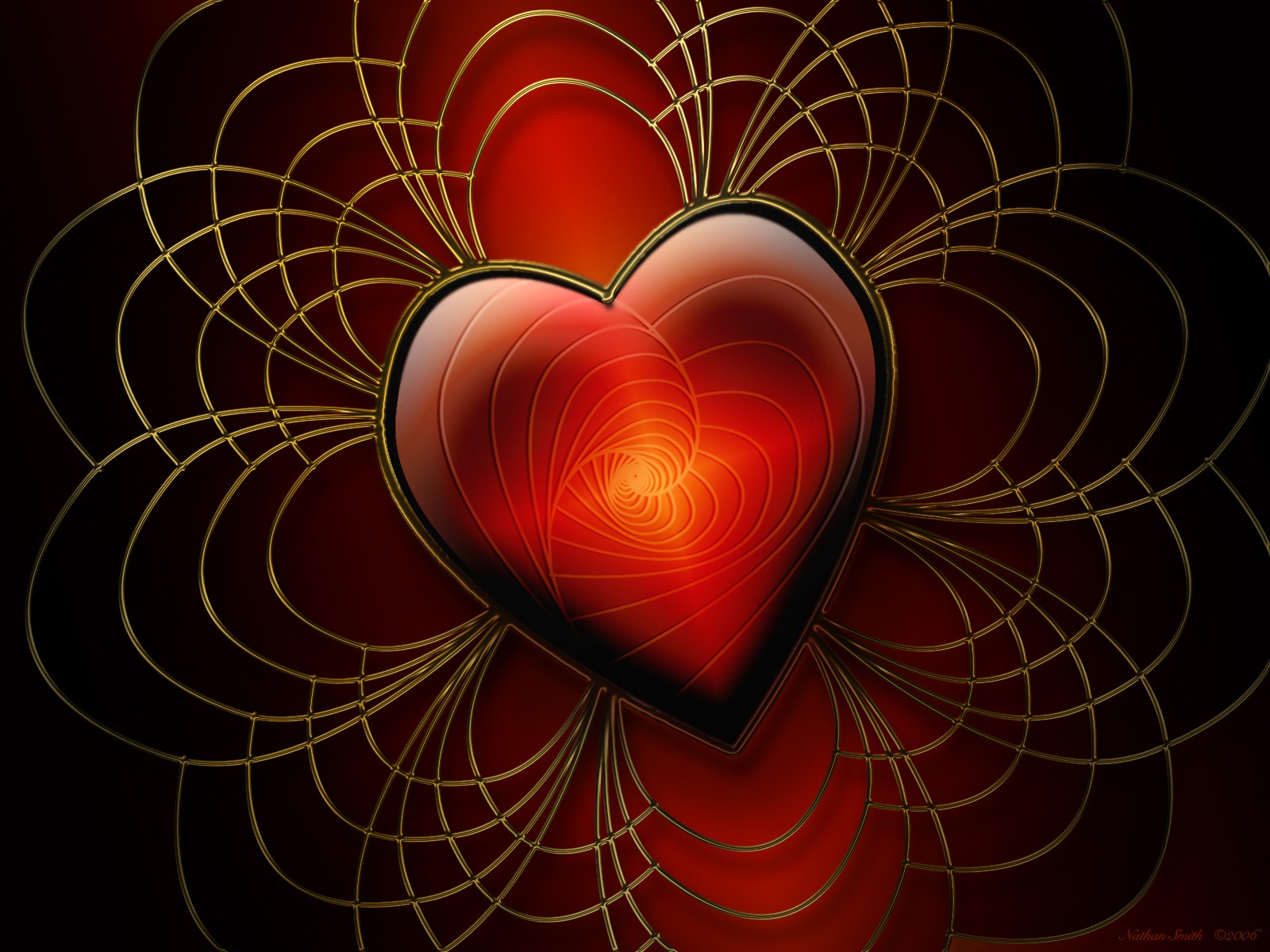 3d обои Сердце и удивительные плетения вокруг него...  сердечки # 79896