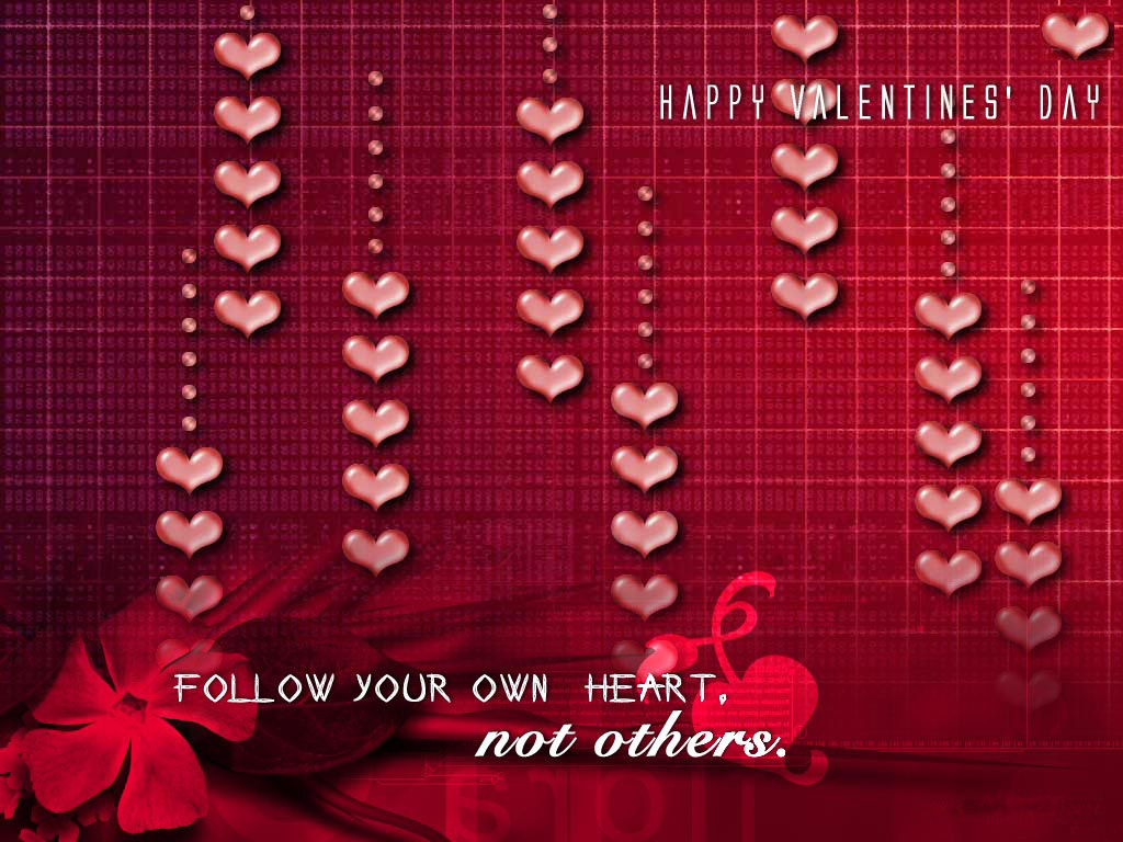 3d обои К «Дню Святого Валентина» (Happy Valentines Day... FOLLOW YOUR OWN HEART,not others.)  сердечки # 79892