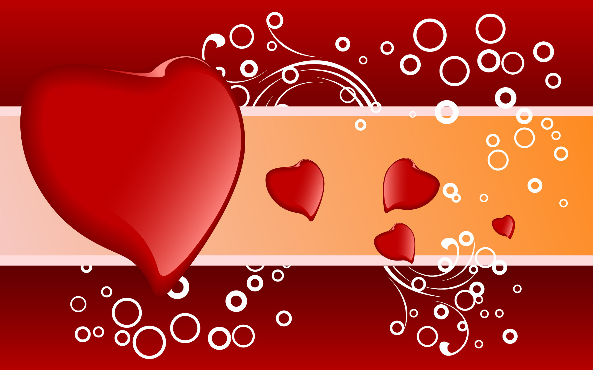 3d обои Красные Сердца разных размеров  сердечки # 79884