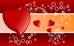 3d обои Красные Сердца разных размеров  сердечки