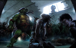 3d обои Черепашки Ниндзя выросли, многому научились, и теперь воюют против зомби  черепахи