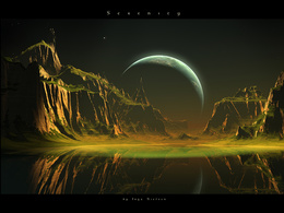 3d обои Планета за горами -serenity (прозрачность) by Inga Nietsen  1024х768