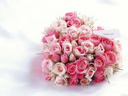 3d обои Букет роз в форме сердечка (Thank you)  сердечки
