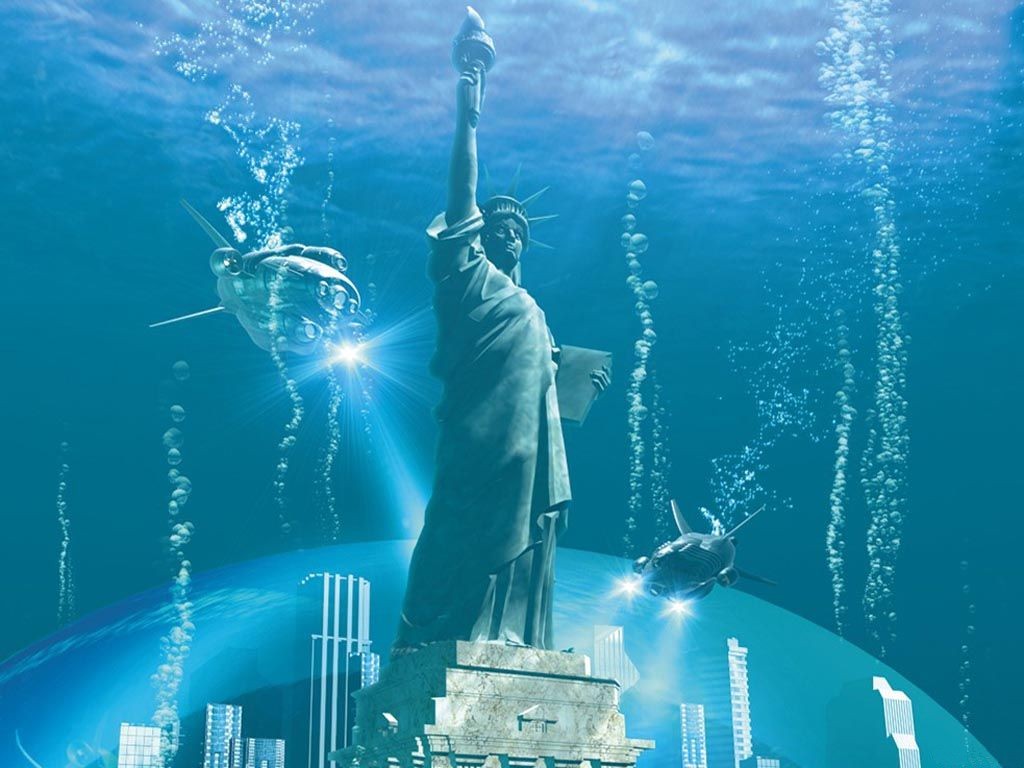 3d обои Подводный мир -США , статуя Свободы..  подводные # 68471