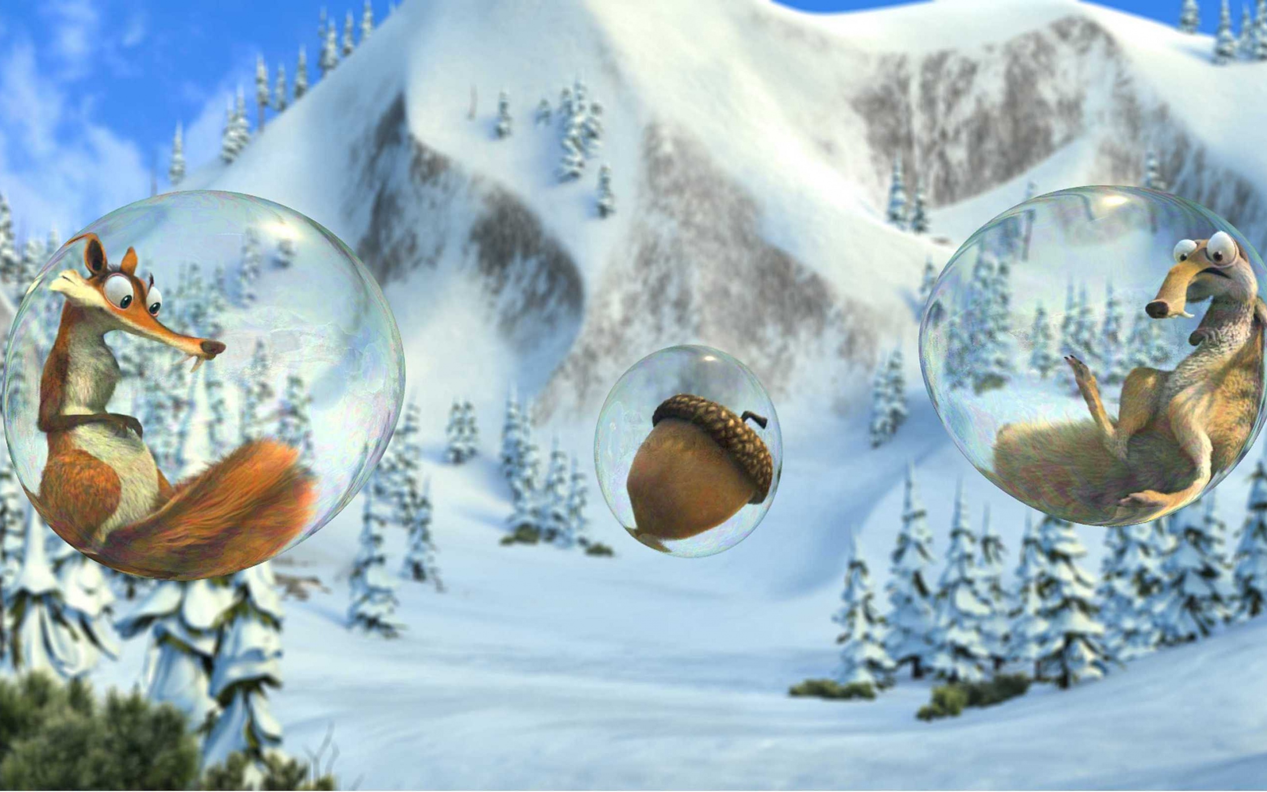 3d обои Белки в пузырях Ice Age  зима # 40919