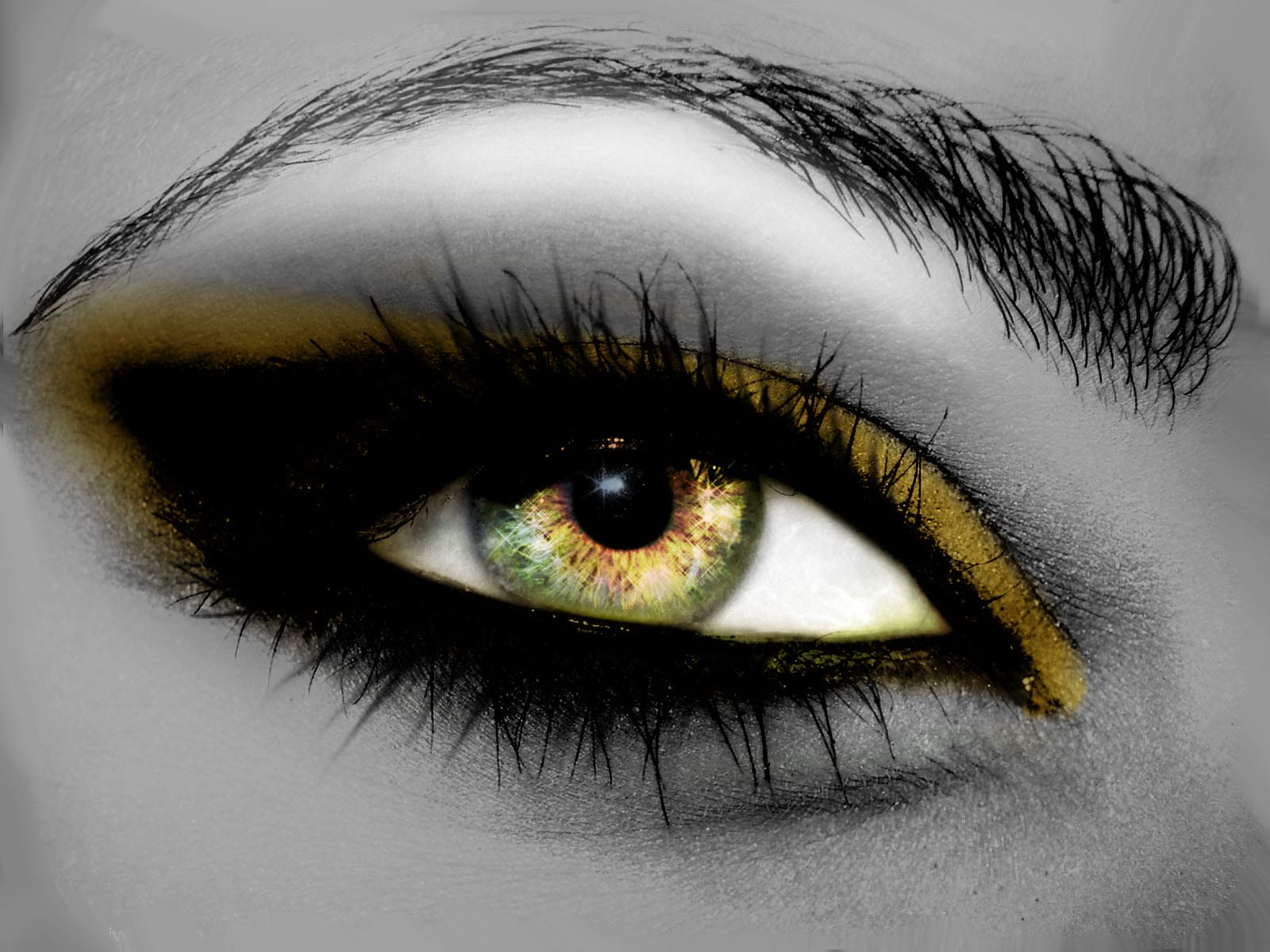 3d обои Очень красивый жёлто-зелёный глаз с жёлтыми тенями...  глаза # 23731