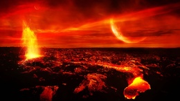 3d обои На красной планете произошло извержение вулкана  фэнтези