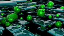 3d обои Зеленый капли и плитки в пространстве  3d графика