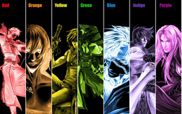 3d обои Герои аниме всех цветов разуги (red, orange, yellow, green, blue, indigo, purple)  милитари
