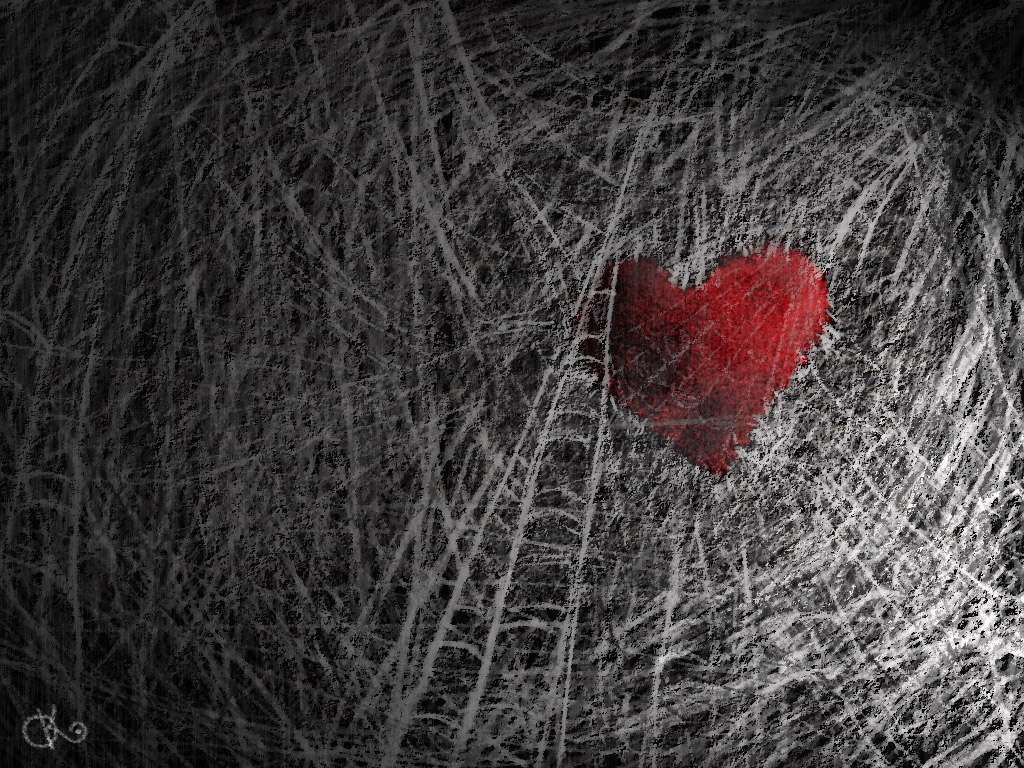 3d обои Красное сердце в паутине  сердечки # 79852