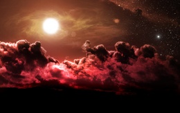 3d обои Красные облака  ночь