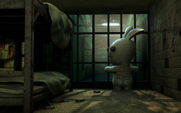 3d обои Rayman Raving Rabbits Разрисованный кролик за решеткой  3d графика
