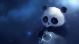 3d обои Любопытная панда пытается понять, как устроен мыльный пузырь  смешные