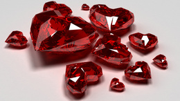 3d обои Сердца из красных камней  сердечки