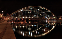 3d обои Ночной мост над рекой  ночь