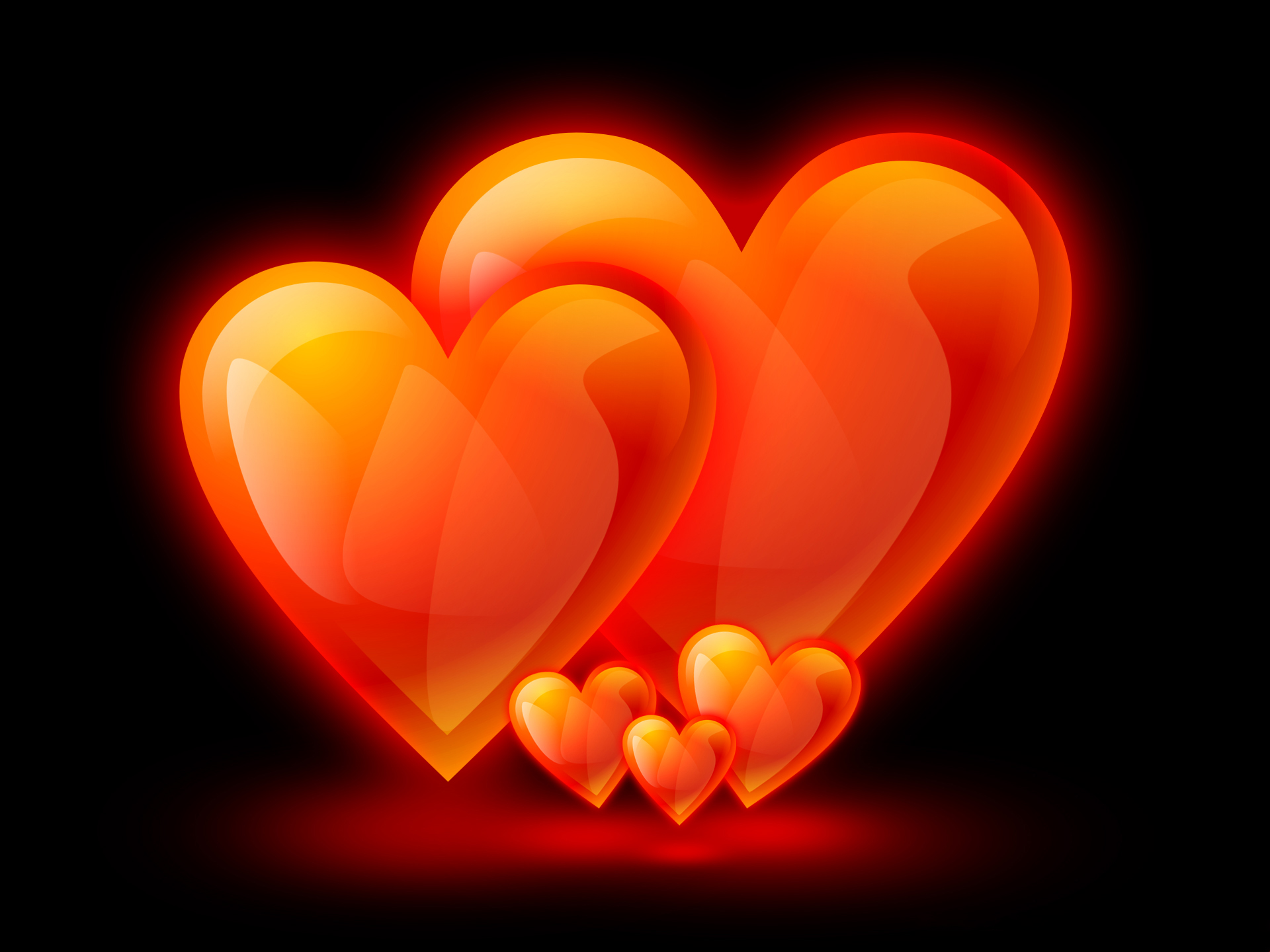 3d обои Огненные сердечки  сердечки # 79842