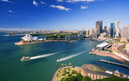 3d обои Вид на Сидней (Австралия) и знаменитую оперу  корабли