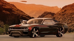 3d обои Тюнингованый Додж (Dodge) на фоне красных гор  авто