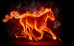 3d обои Огненный конь  дым