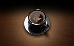3d обои Пенка на кофе в форме бабочки  минимализм