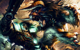 3d обои рисунок по мотивам игры World of Warcraft, бой друида с быком  эмоциональные