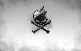 3d обои Похоже на пиратский знак , но вместо черепа надкусанное яблоко  знаки