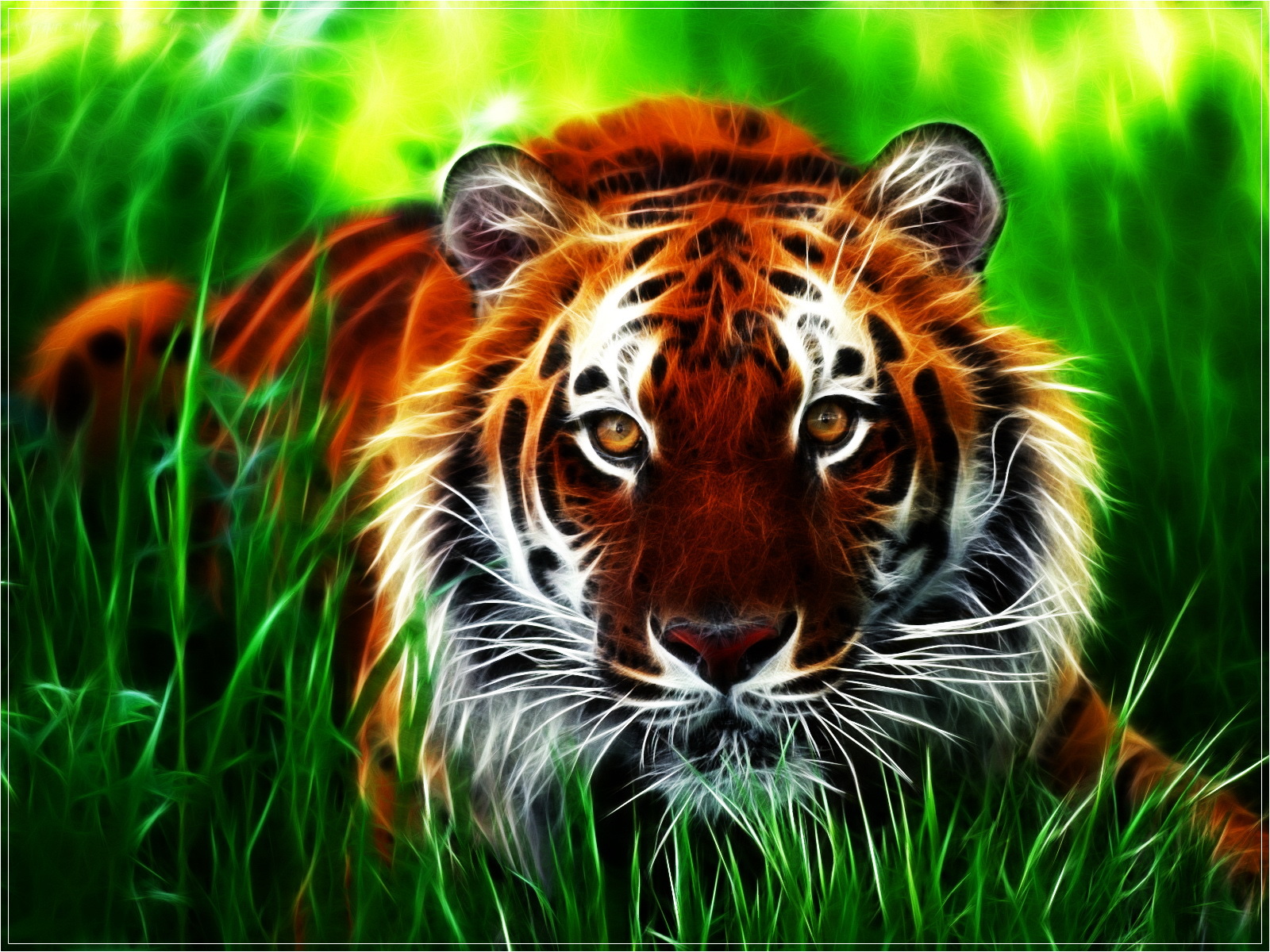 3d обои Тигр в траве  тигры # 83297