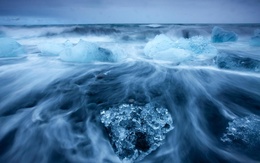 3d обои Холодное море с плавающими ледниками  зима